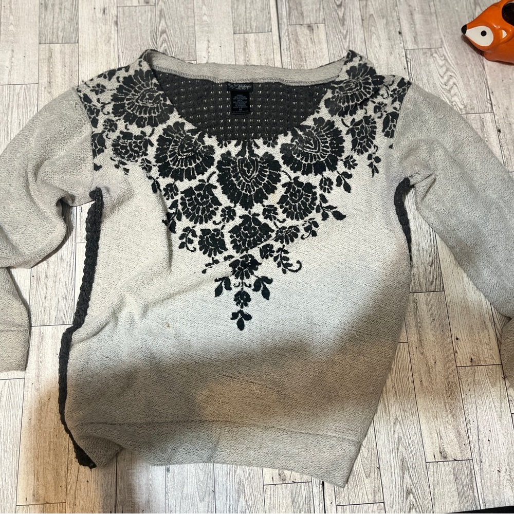 Womens Grey floral Detail Sweater